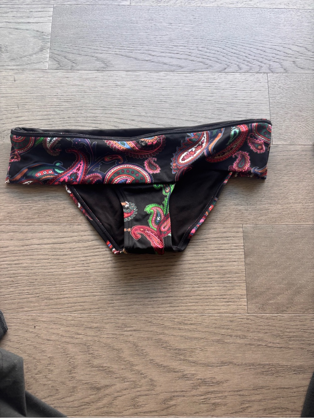Victoria's Secret Black Paisley Fold-Over Bikini Bottom